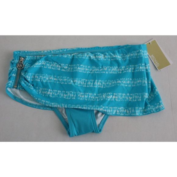 Michael Kors MM4J477 Women Sz M Turquoise Skirted Hipster Bikini Swim Bottom $90 - Picture 1 of 7